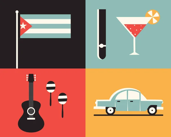쿠바의 아이콘 세트 — 스톡 벡터