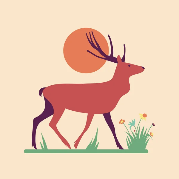 Deer in spring forest — Stock Vector