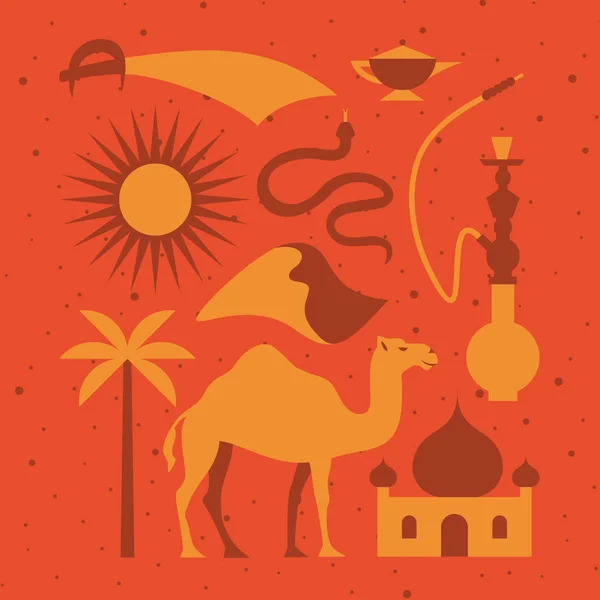 Arabic desert icons set — Stock Vector