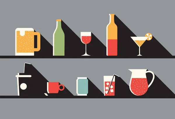 Icon set of drinks — Stock Vector