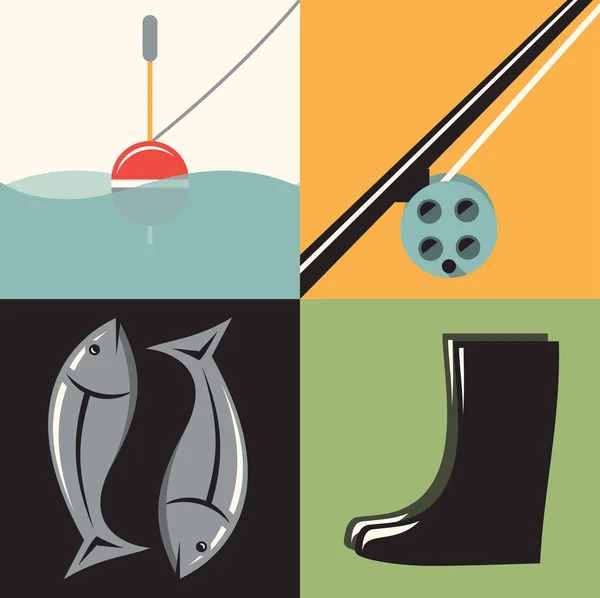 Набор значков Рыбалка — стоковый вектор
