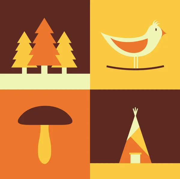 Icon set of forest — Stock Vector