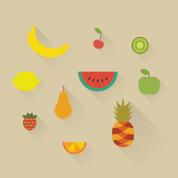 Juego de iconos de frutas — Vector de stock