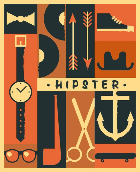 Poster con simboli hipster — Vettoriale Stock