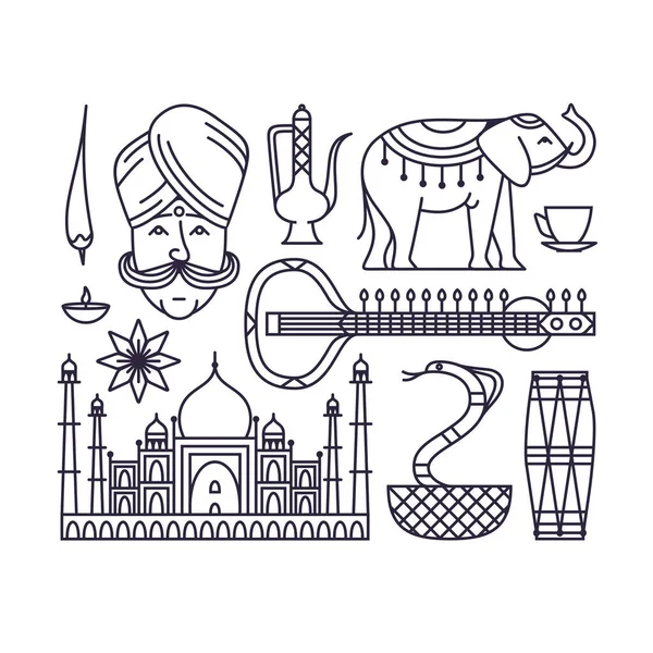 Set of traditional indian symbols — Stock Vector