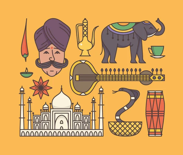 Set of traditional indian symbols — Stock Vector