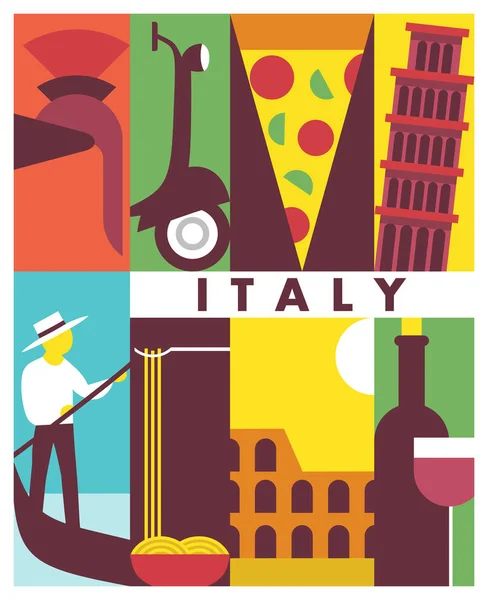 Italia viaje banner retro — Archivo Imágenes Vectoriales