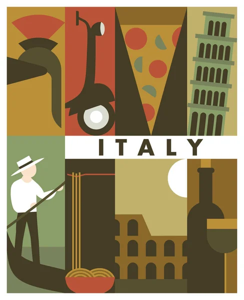 Italia viaje banner retro — Archivo Imágenes Vectoriales