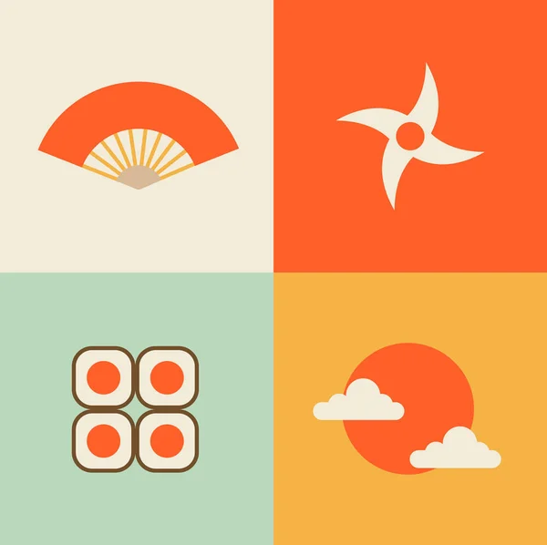 Iconen set traditionele japan symbolen — Stockvector