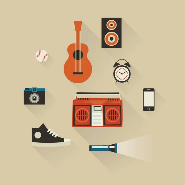 Iconos conjunto de estilo de vida retro — Vector de stock