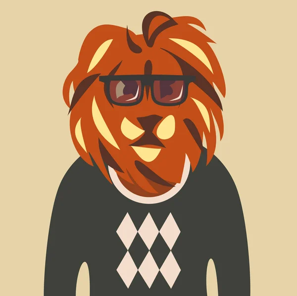 hipster aslan kazak ve gözlük