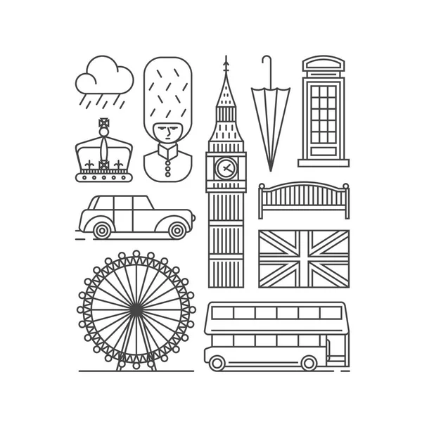 London tereptárgyak ikonok beállítása — Stock Vector