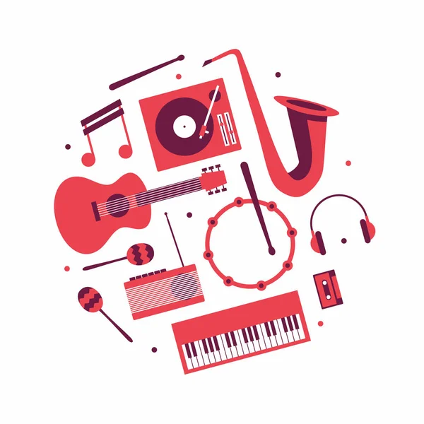 Instrumentos de música iconos conjunto — Vector de stock