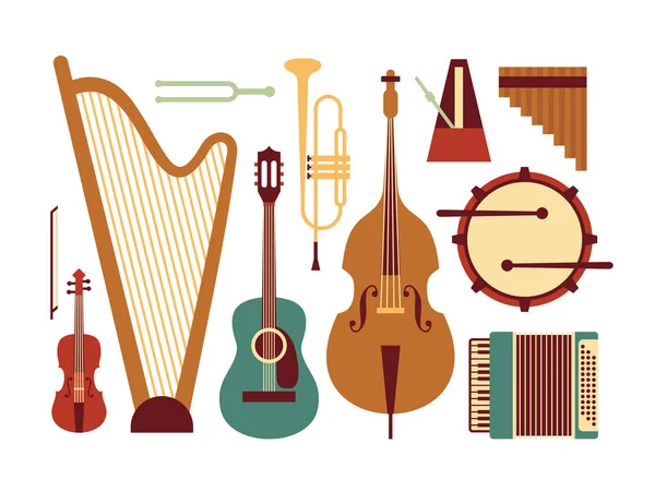 Instrumentos de música iconos conjunto — Archivo Imágenes Vectoriales