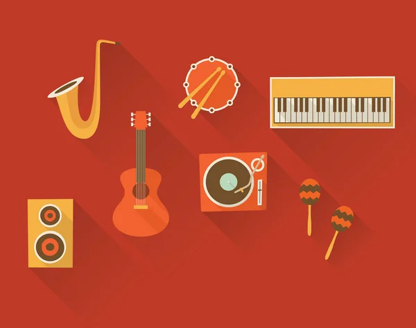 Instrumentos de música iconos conjunto — Vector de stock