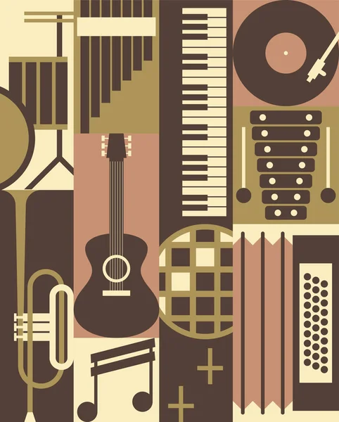 Instrumentos de música conjunto de ícones — Vetor de Stock