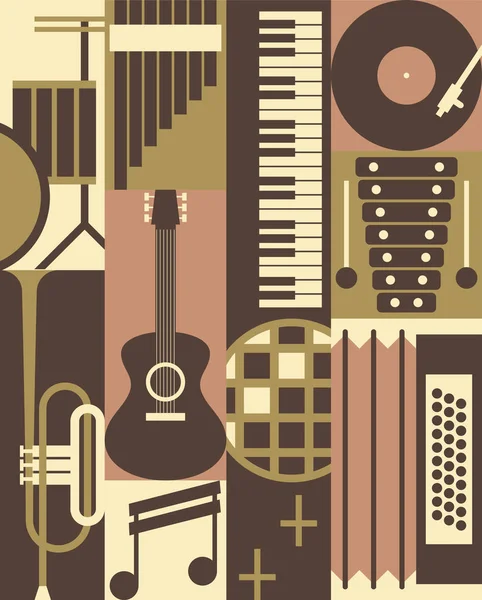 Instrumentos de música iconos conjunto — Vector de stock