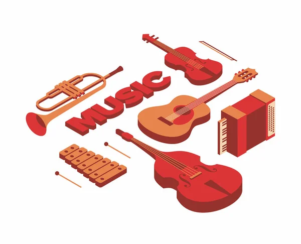 Sada ikon hudebních nástrojů — Stockový vektor