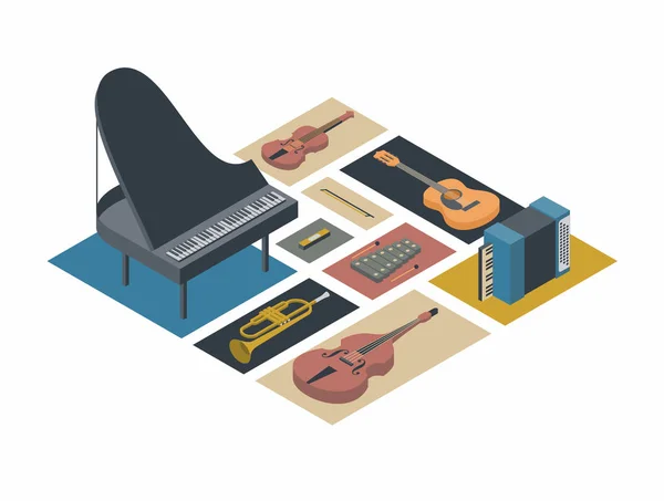 Instrumentos de música conjunto de ícones —  Vetores de Stock