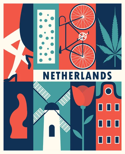 Netherlands retro banner — Stock Vector