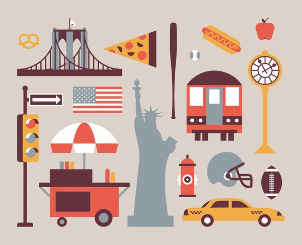 New york retro Icons set