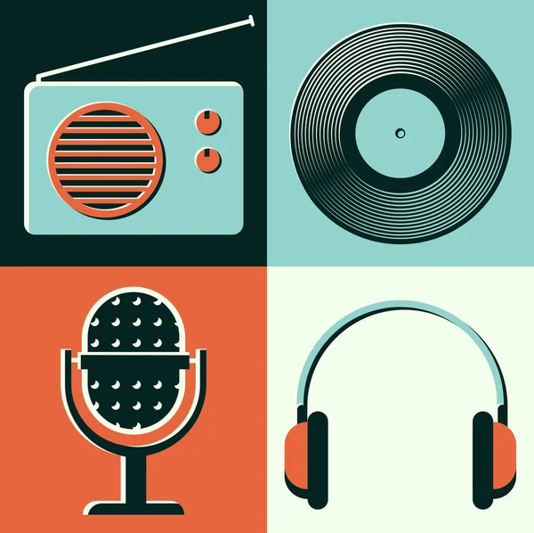 Conjunto de iconos musicales — Vector de stock