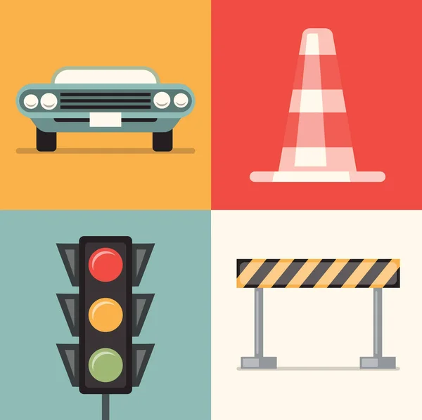 Yol ve sürüş simgeleri ayarlamak — Stok Vektör
