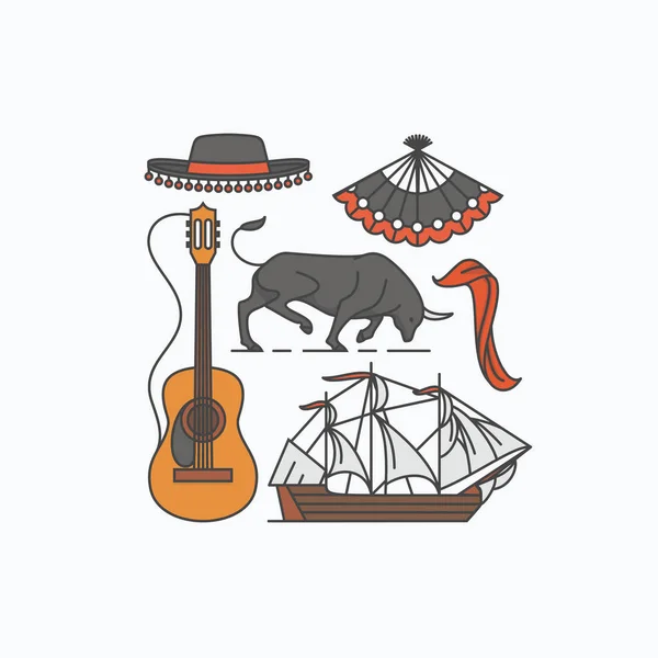 Conjunto de iconos de atribución de España — Vector de stock