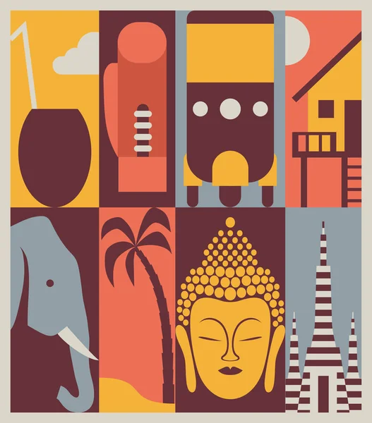 Bannière rétro thailand travel — Image vectorielle