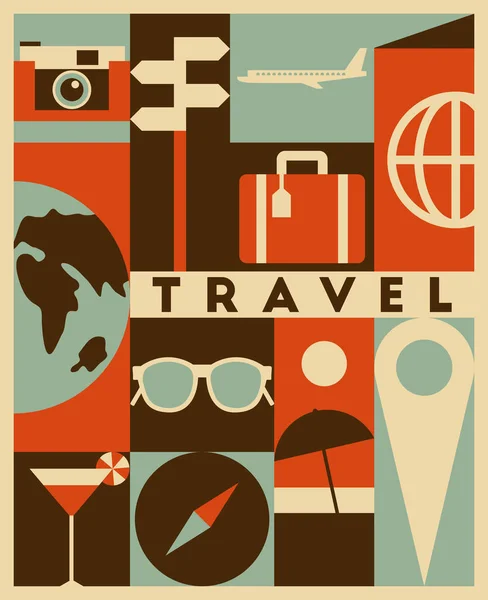 Banner vintage de viagem — Vetor de Stock