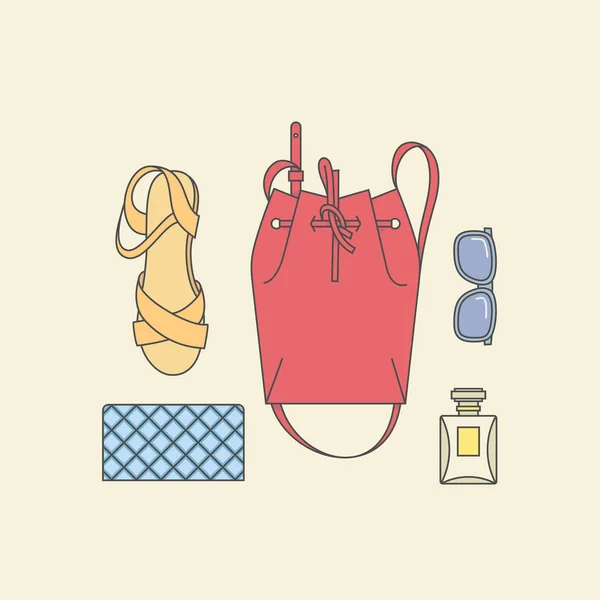 Mujeres accesorios iconos conjunto — Vector de stock