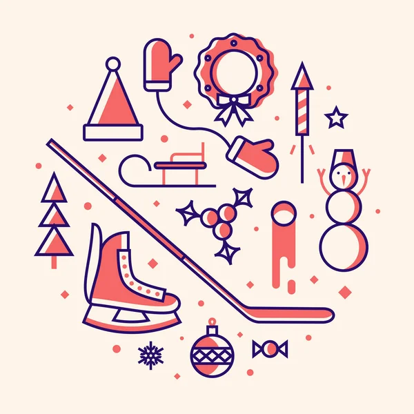 Ensemble d'icônes de Noël — Image vectorielle