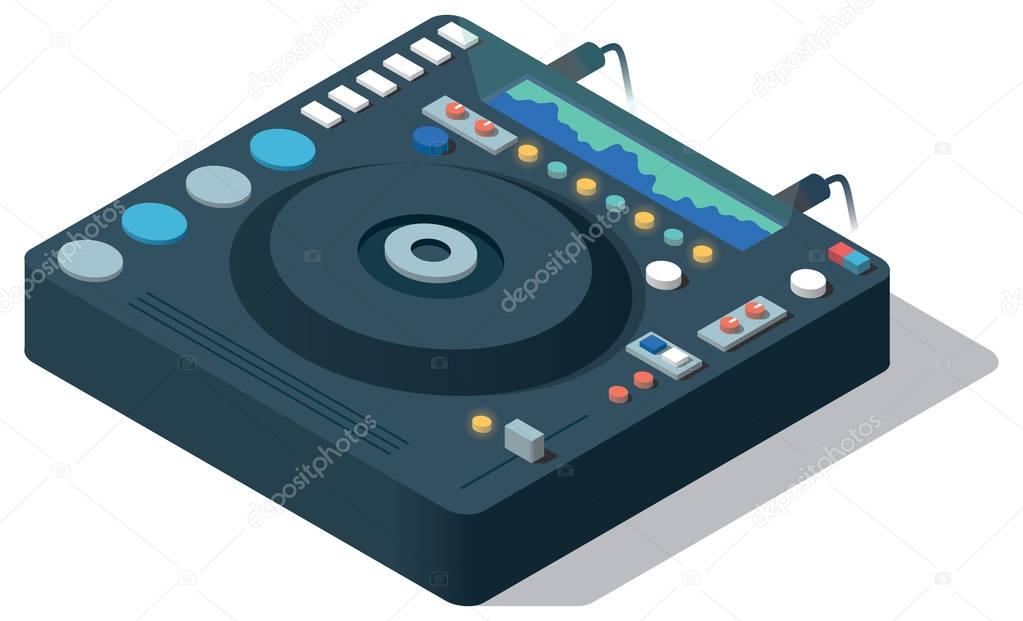 Icon set of Dj mixer, vector isometric concept illustration