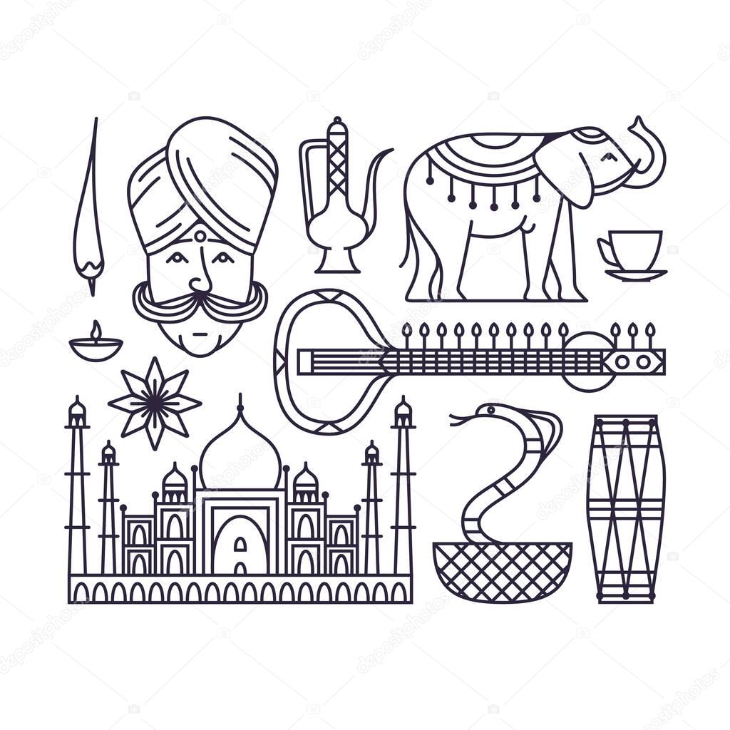 set of traditional indian symbols 