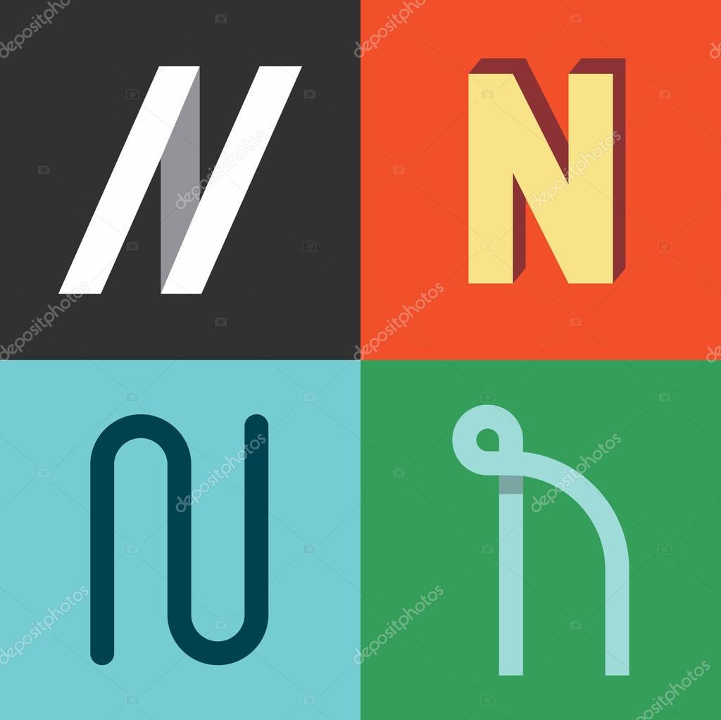 N letter logos set, vector illustration