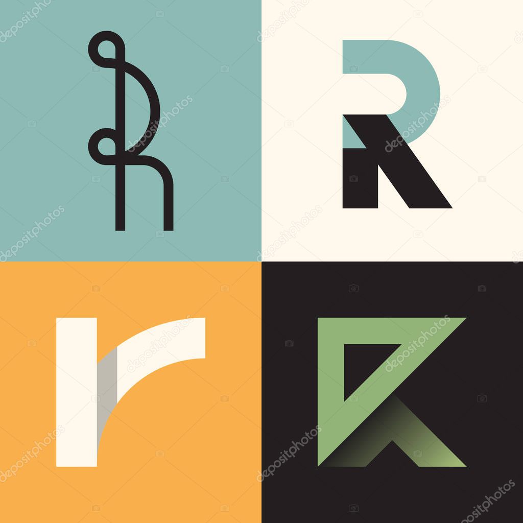 r letter logos set