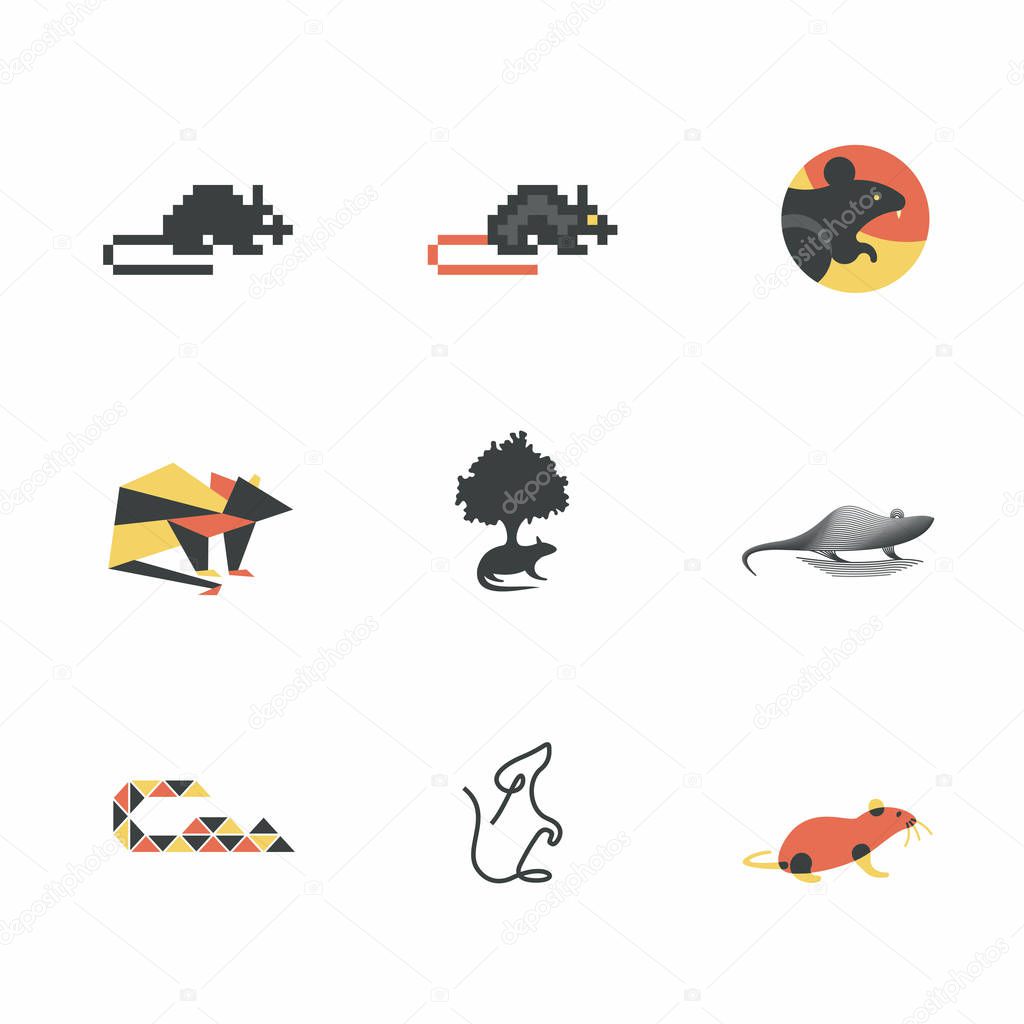 rats icons set