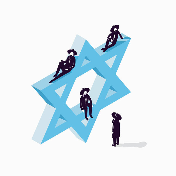 Israel, Star of David, vector isometric concept illustration, 3d icon, white background