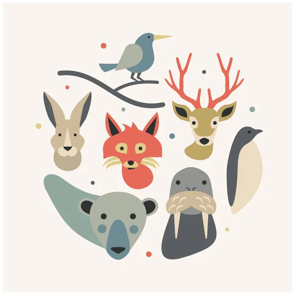 Schattige dieren icons set — Stockvector