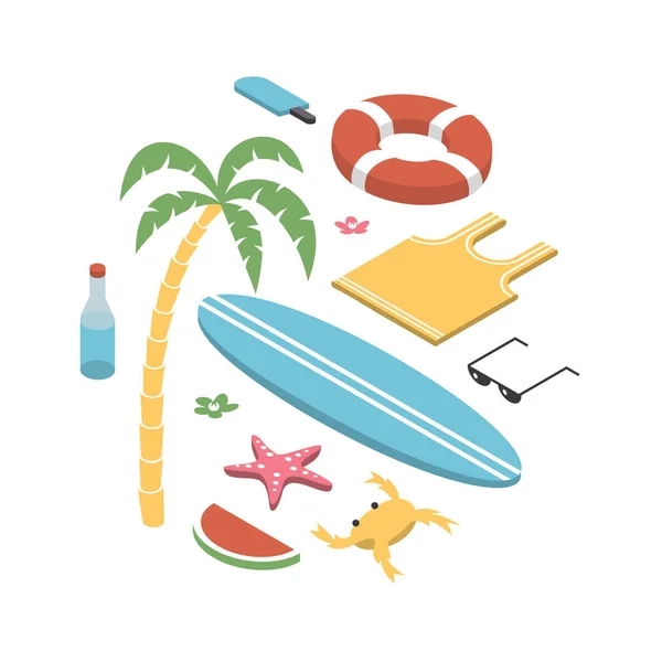 Conjunto de iconos de vacaciones de playa — Vector de stock