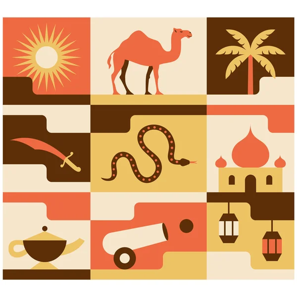 Desierto iconos simples conjunto — Vector de stock