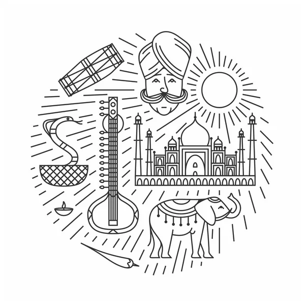 인도 여행 아이콘 설정 — 스톡 벡터