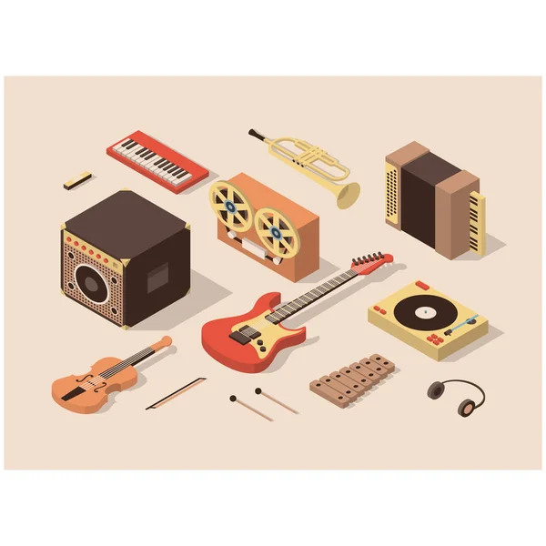 Instrumentos de música iconos conjunto — Vector de stock