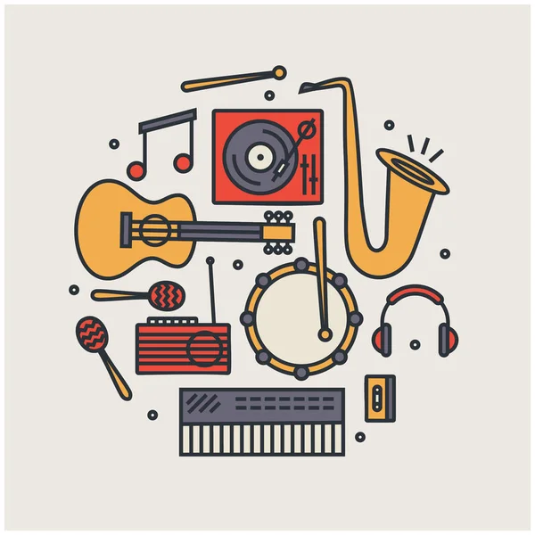 Instrumentos de música iconos conjunto — Vector de stock