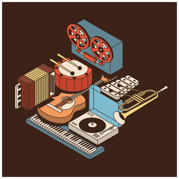 Instrumentos de música iconos conjunto — Vector de stock