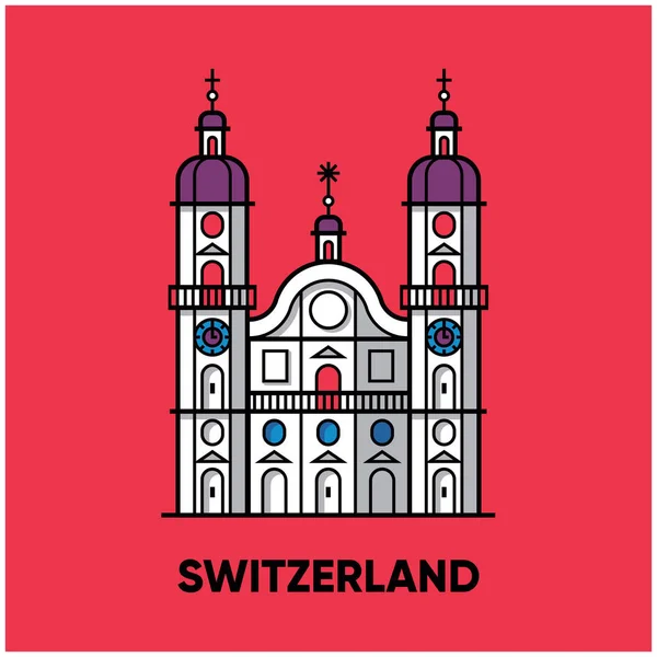Catedral famosa suíça — Vetor de Stock