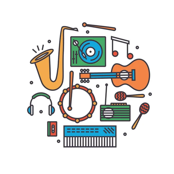 Music instruments icons set Vector Graphics