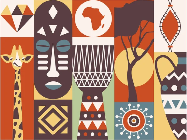 Iconos de África de color — Vector de stock