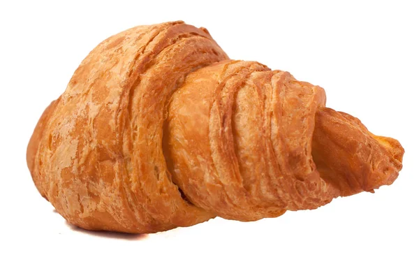 Croissant fresco e gustoso su sfondo bianco isolato — Foto Stock