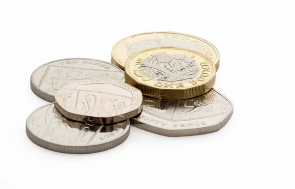 Velká Británie mincí včetně mincí Libra — Stock fotografie